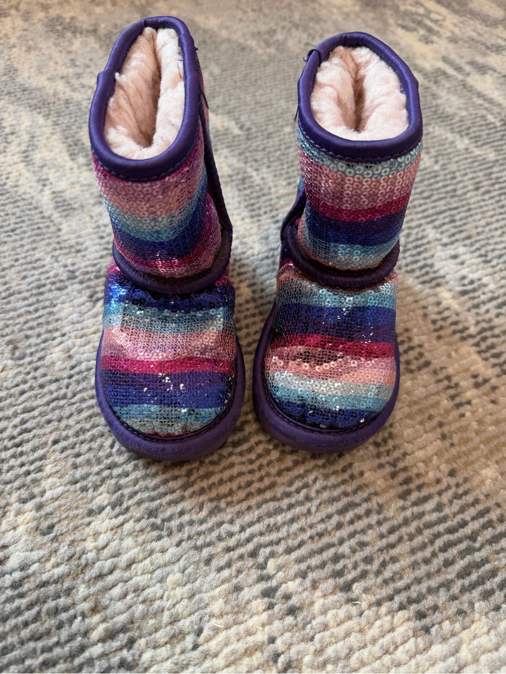 UGG Kids Purple Sequin Striped Boots